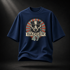 Dunkelblaues Badger 47 Oversized T-Shirt in French Navy mit Vintage-Dachs-Grafik und lockerem Oversize-Schnitt