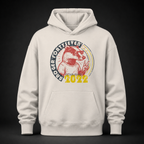 Cremefarbener Oversized Hoodie in White Sand mit Badger Forty Seven Vintage-Grafik auf der Vorderseite