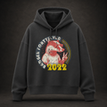 Schwarzer Damen Bio-Hoodie mit großem Badger Forty Seven Vintage-Print auf der Vorderseite