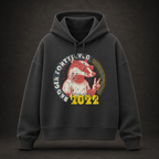 Schwarzer Damen Bio-Hoodie mit großem Badger Forty Seven Vintage-Print auf der Vorderseite