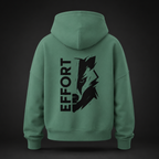 Rückansicht eines Damen Bio-Hoodies in Green Bay mit schwarzem EFFORT badger Print