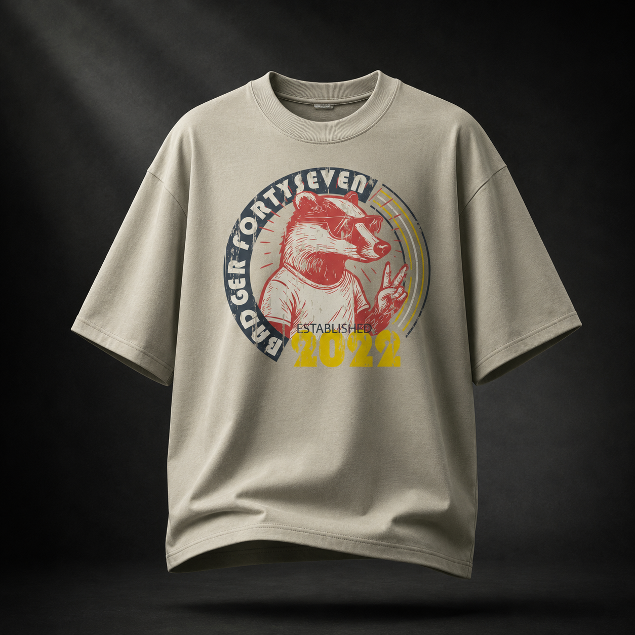Stone Forty Seven Badger Oversized T-Shirt mit Vintage-Grafik