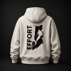 Oversized Hoodie in White Sand mit EFFORT Badger Backprint – Rückansicht
